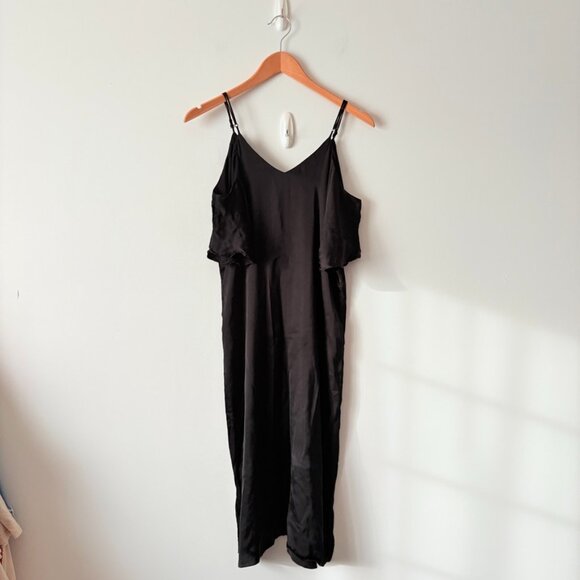 Aritzia Wilfred Henrietta Satin Cold Shoulder Slip Dress Black Size Small - Picture 3 of 7